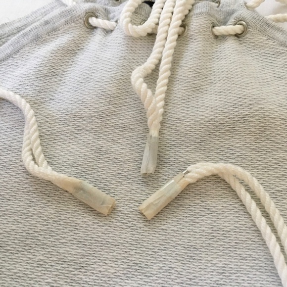 NWOT INTERMIX Off-Shoulder Rope Tie Sweatshirt Sweater Grey Small/Petite - Picture 8 of 13